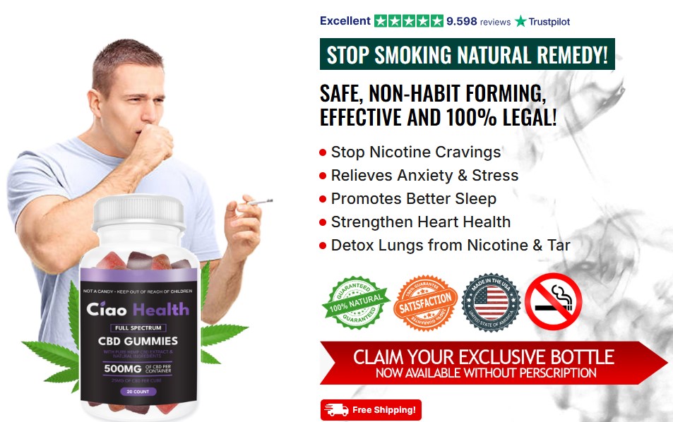 Ciao Health CBD Gummies | 500mg Quit Smoking Hemp Extract